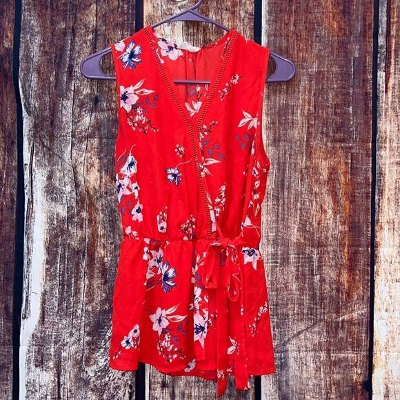 Sienna Sky Floral Red Peplum Tank - Picture 1 of 3